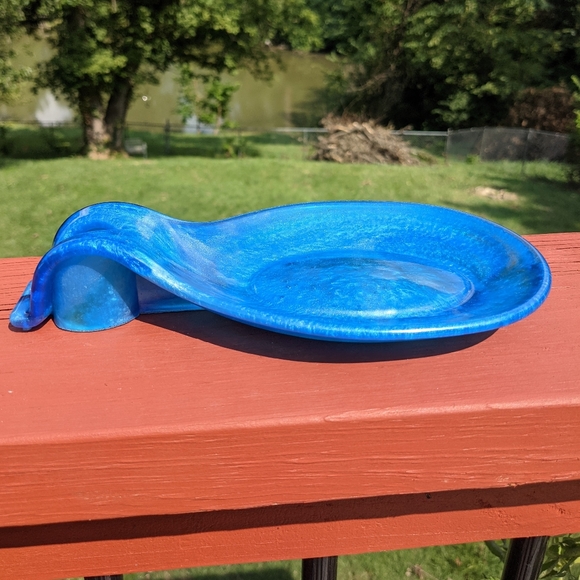 Spoon Rest Blue Resin Art Kitchen Utensil Holder Cozy Kitchen Home Handmade - Picture 8 of 10